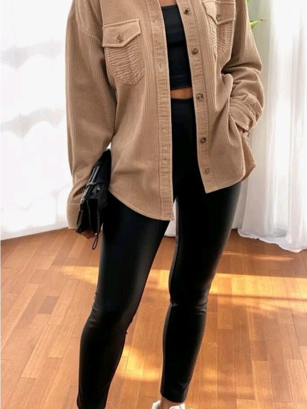 Princess Polly Beige Ribbed Corduroy Top NWOT size 4